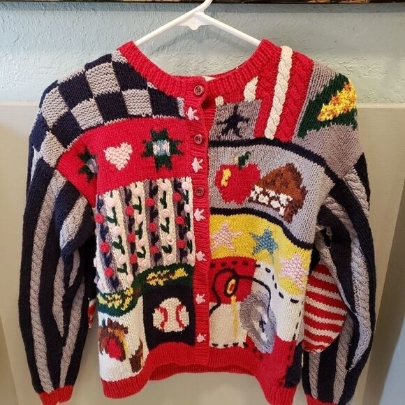 Vintage Eagles Eye  Americana Patriotic Teacher Sweater size Medium - Picture 3 of 8